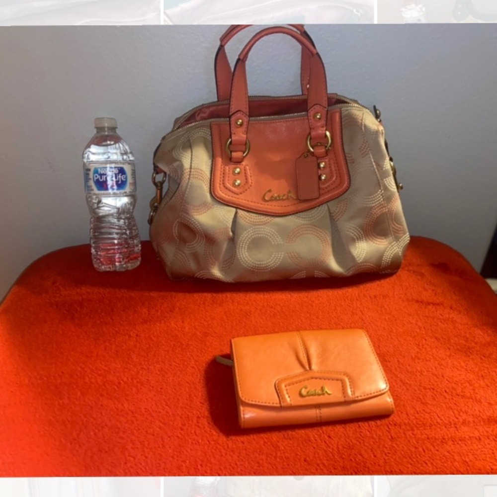 COACH OP Art Dotted Ashley Hobo Handbag and Wallet